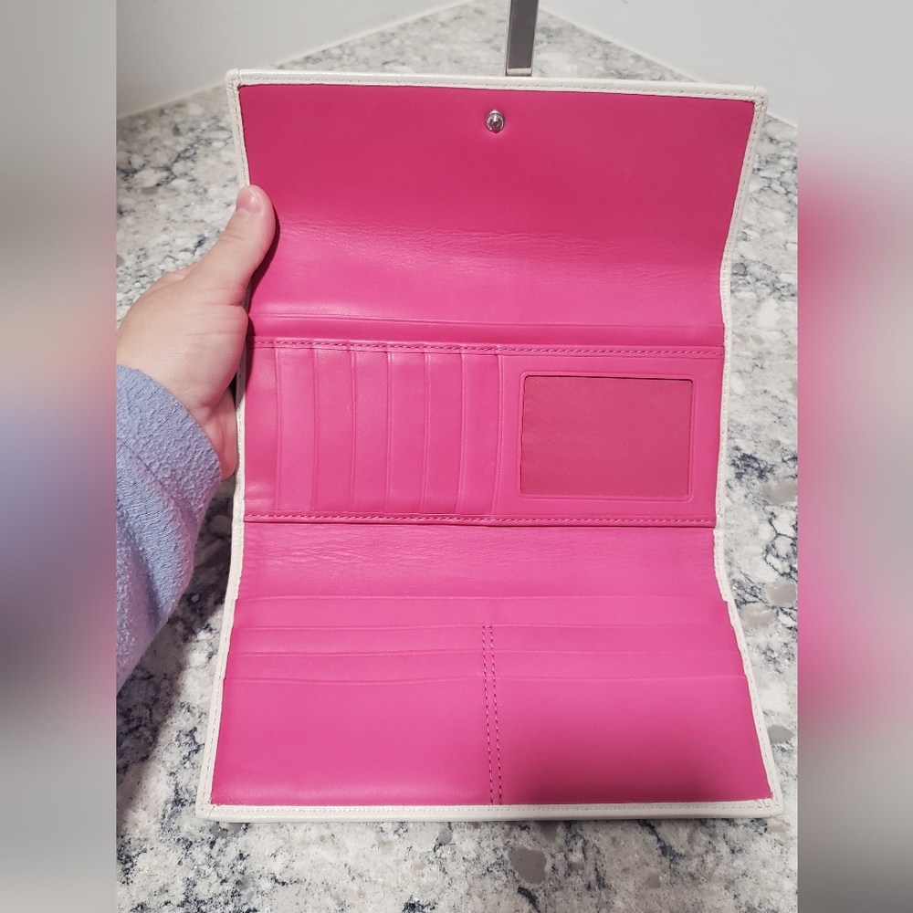 Coach Pink and White Leather Chain Wallet - Picture 6 of 12